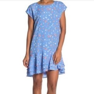 Joie Coreen Floral Tiered Dress in Blue size M Medium